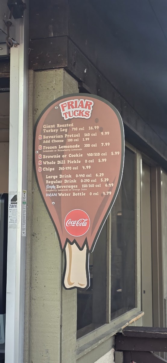 Friar Tuck's menu board