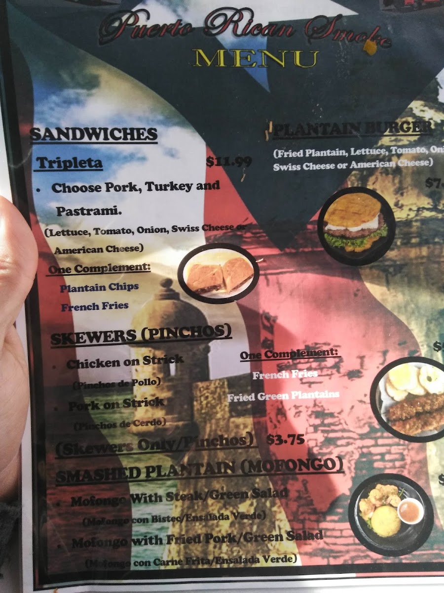 Puertorican Smoke Food Truck menu board