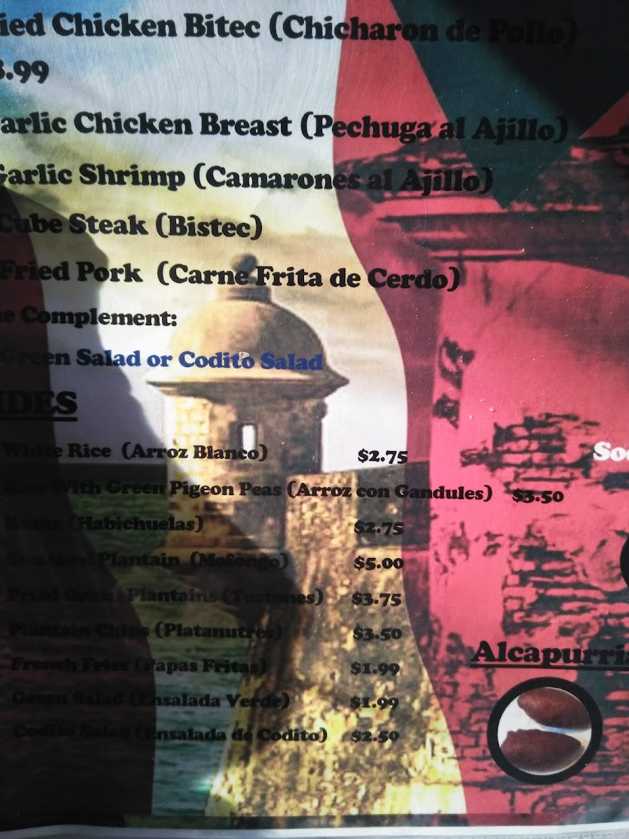 Puertorican Smoke Food Truck menu board