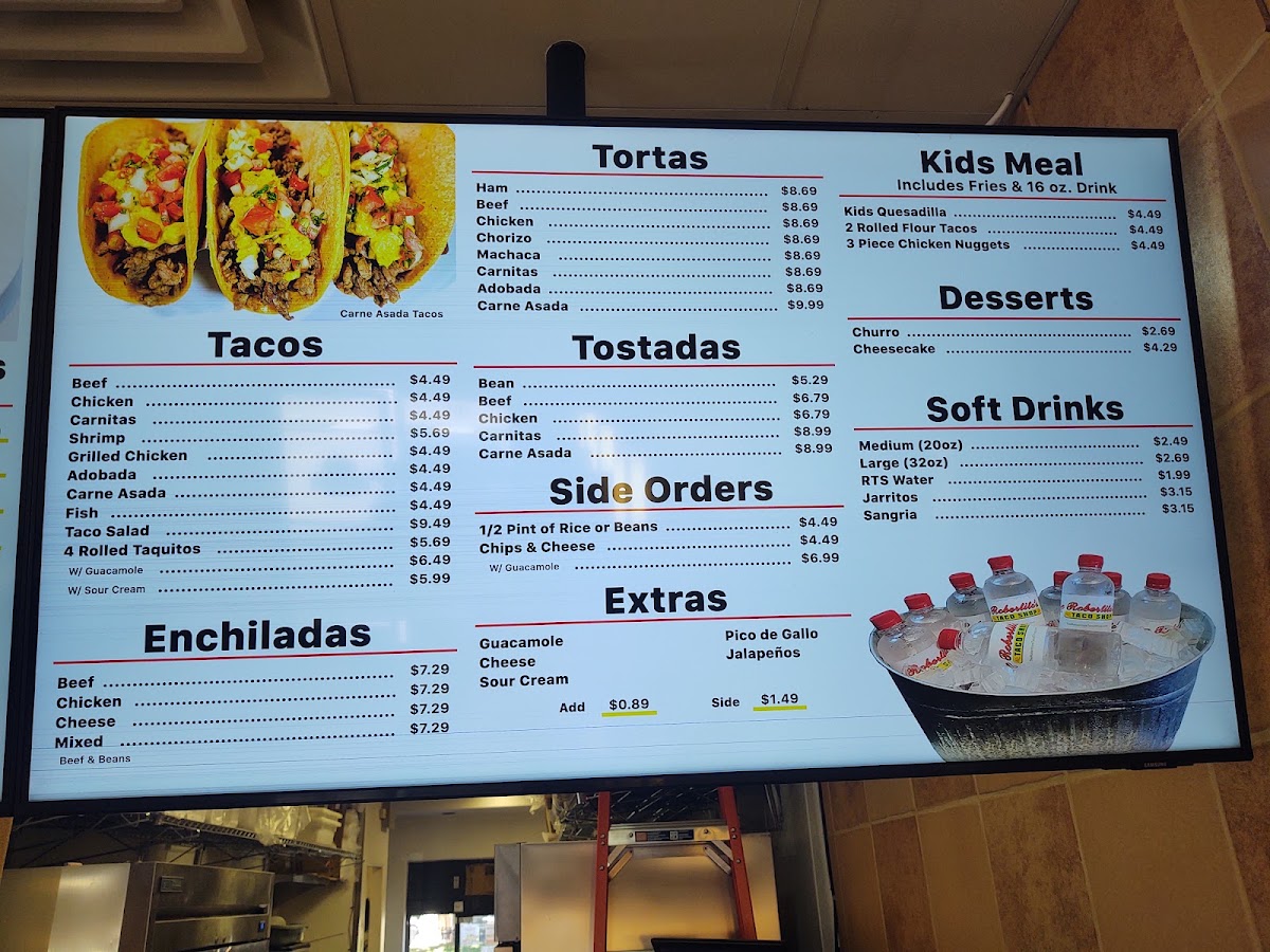 Robertito's Taco Shop menu board