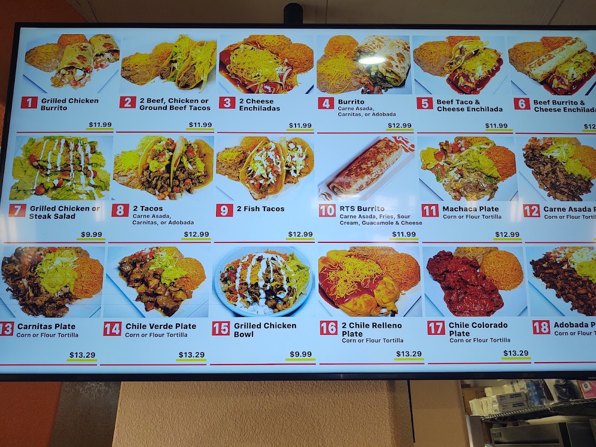 Robertito's Taco Shop menu board