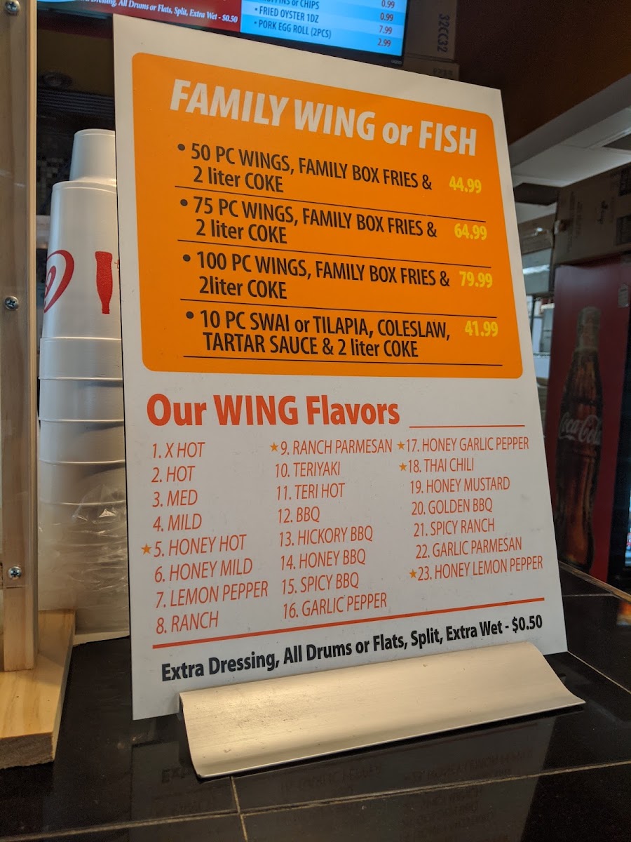 Wild Wing Station menu board