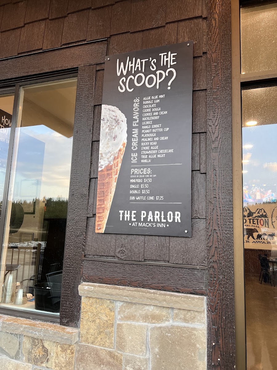 The Parlor at Mack's Inn menu board
