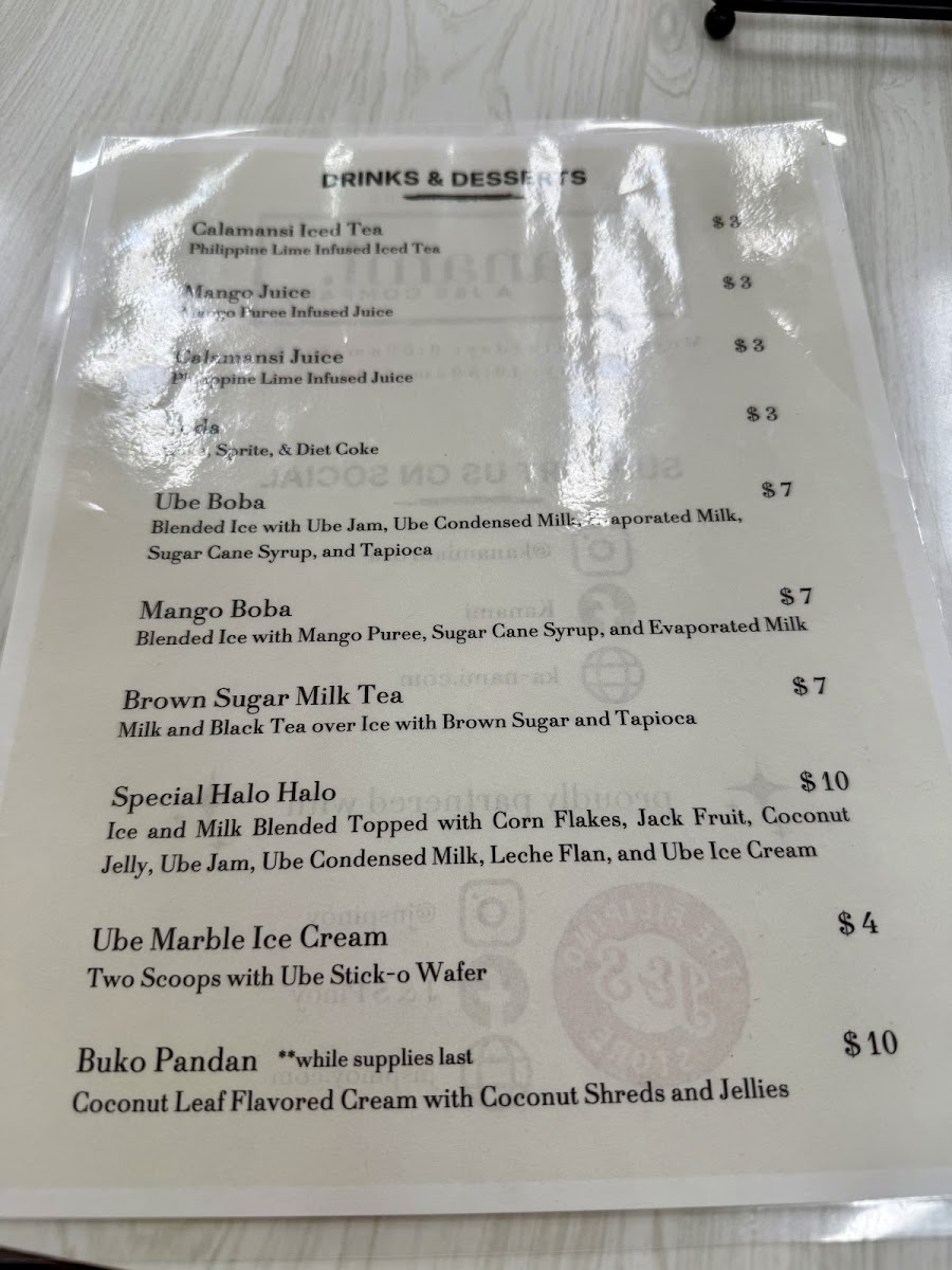Kanami menu board