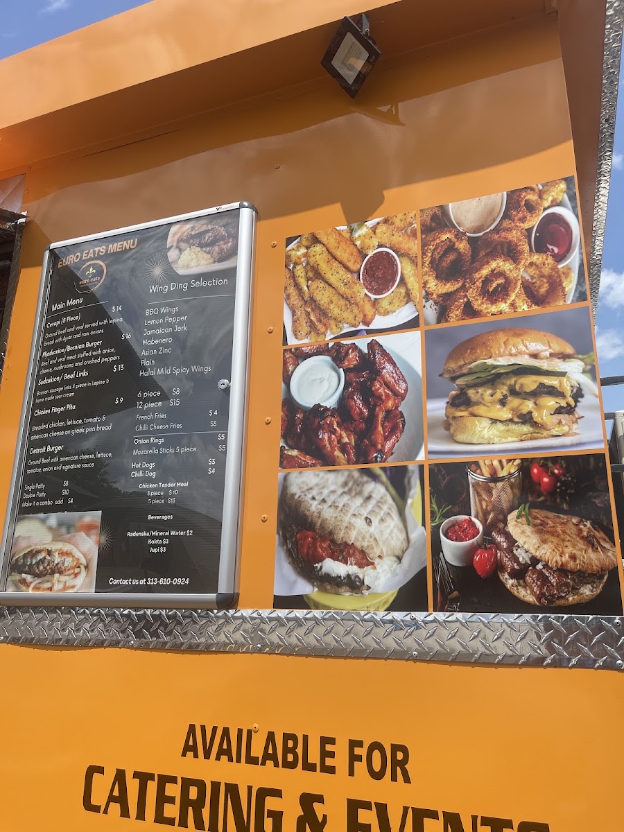 Euro Eats Inc menu board