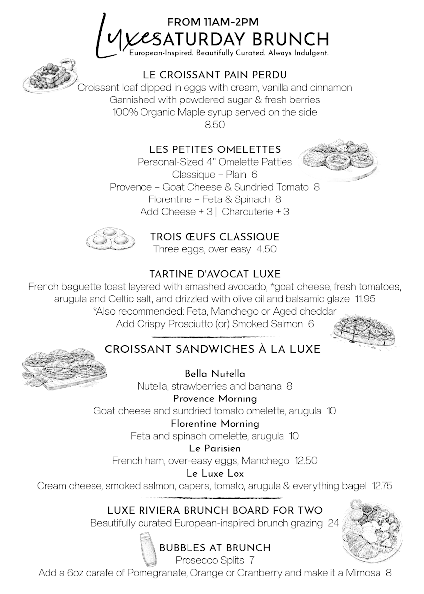 Luxe Picnics by Les : The Boutique menu board