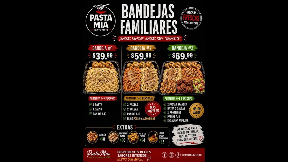 Pasta Mia menu board