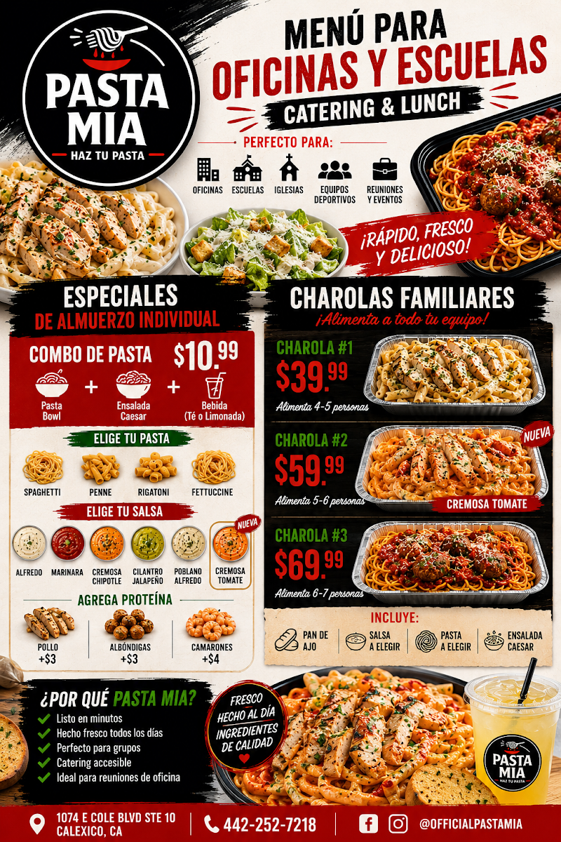 Pasta Mia menu board