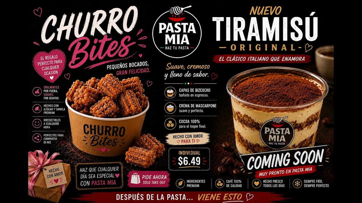 Pasta Mia menu board