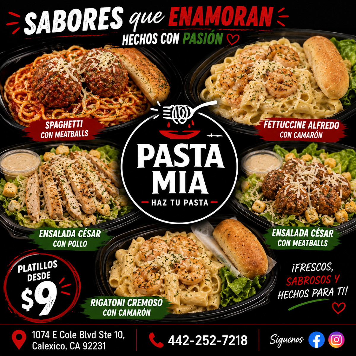 Pasta Mia menu board
