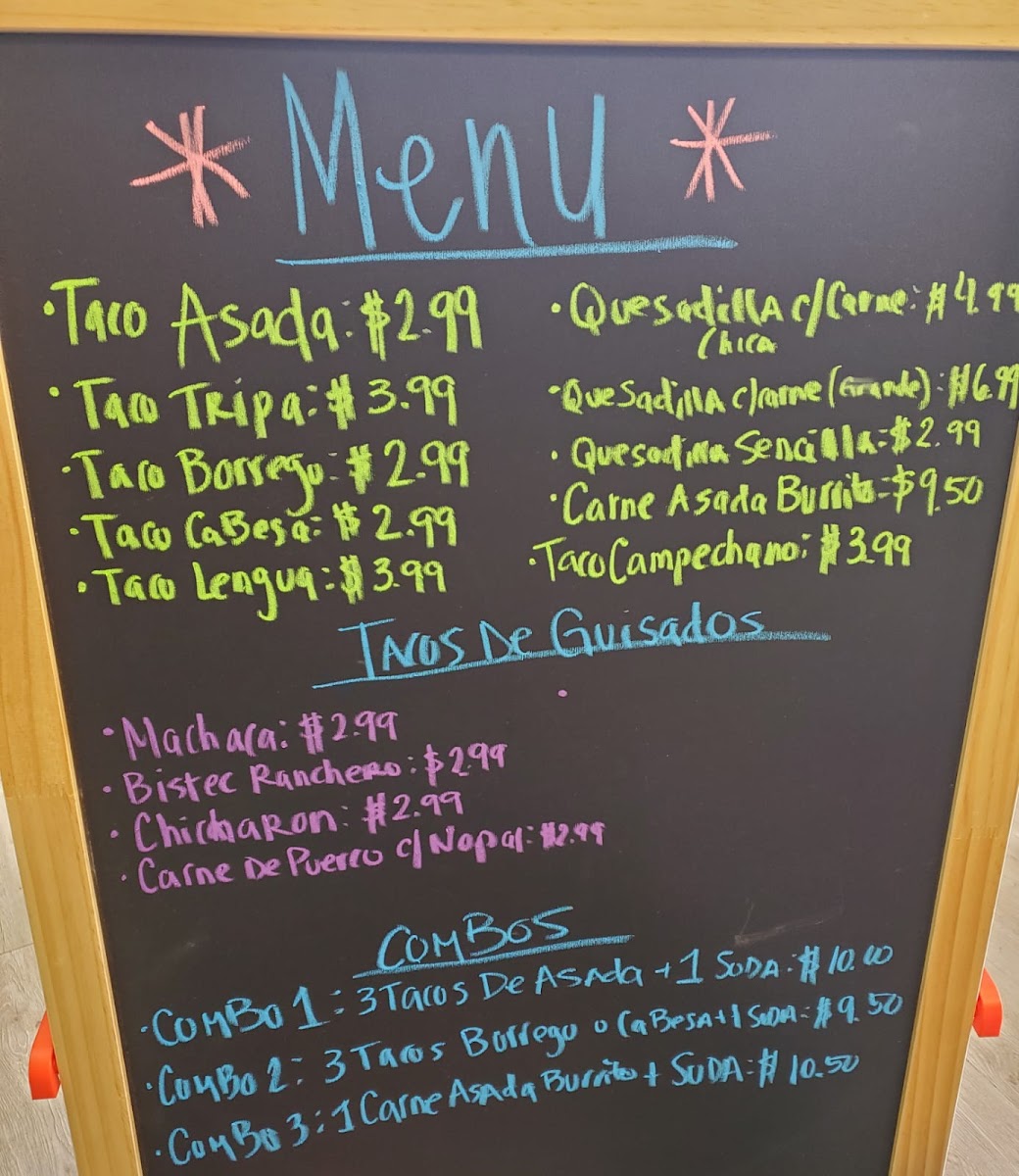 Pasta Mia menu board