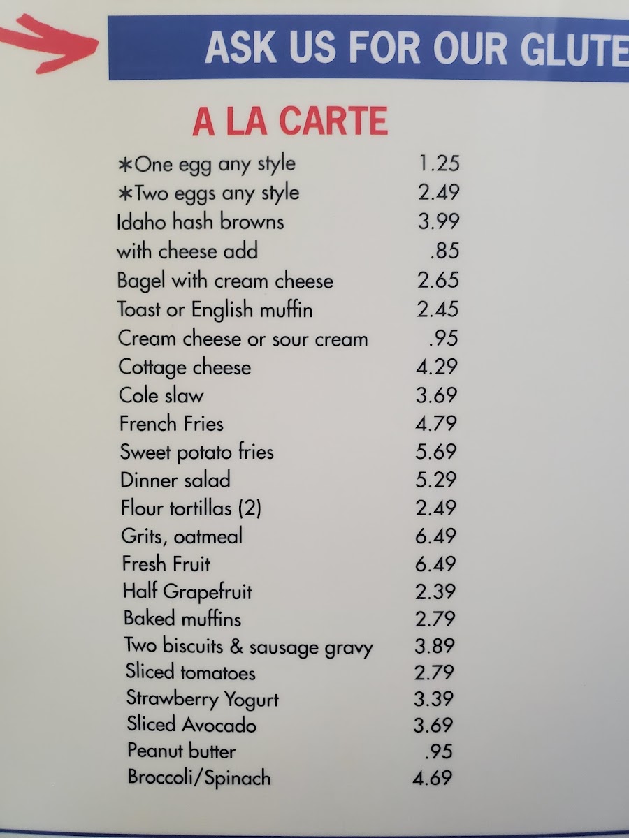 US Egg Breakfast and Lunch Restaurant menu board