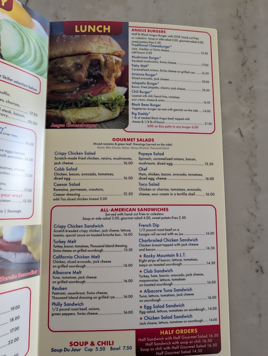US Egg Breakfast and Lunch Restaurant menu board