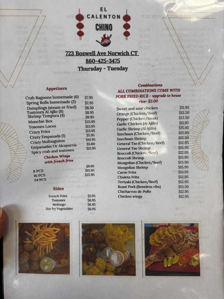 El calenton chino menu board