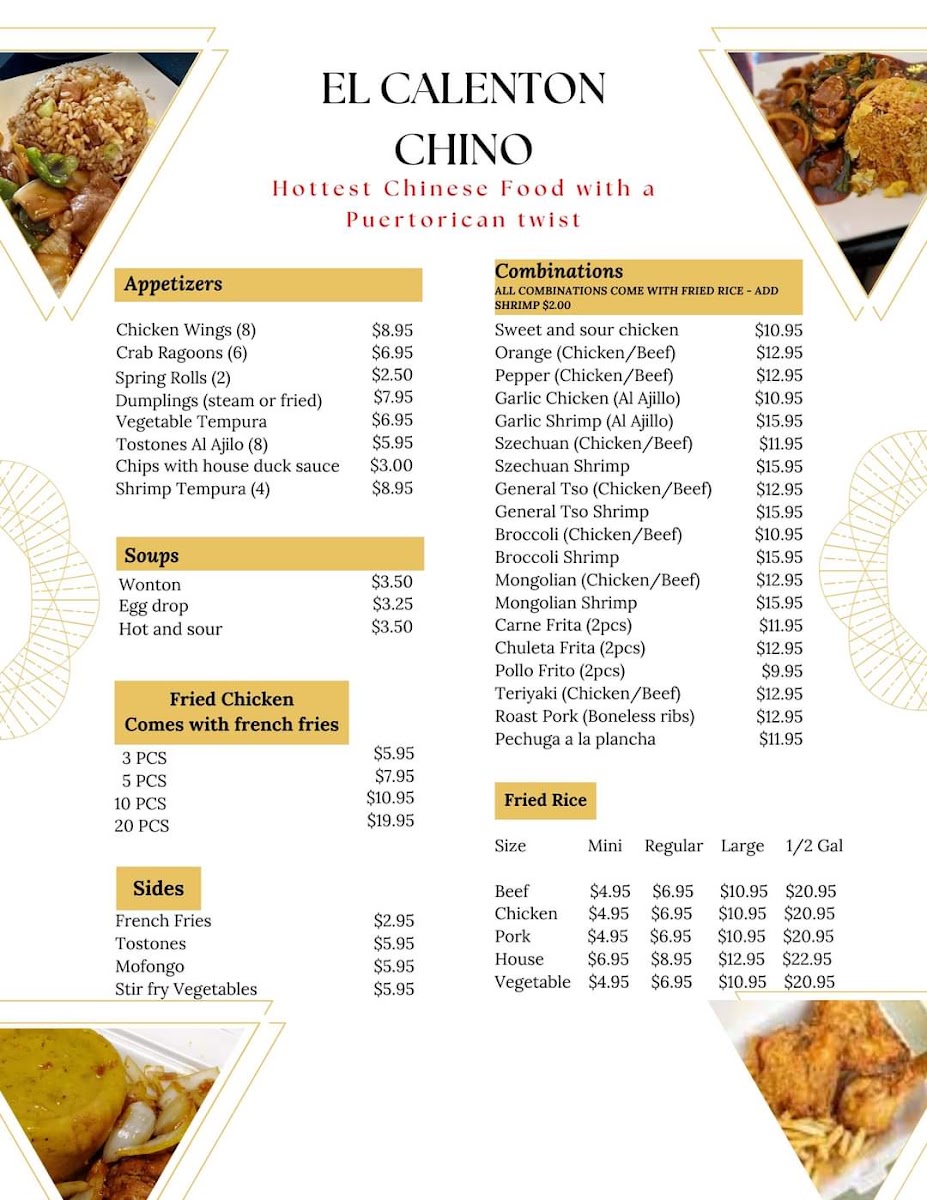 El calenton chino menu board