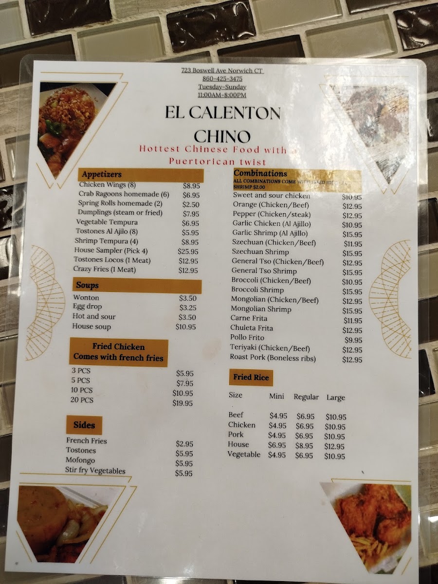 El calenton chino menu board