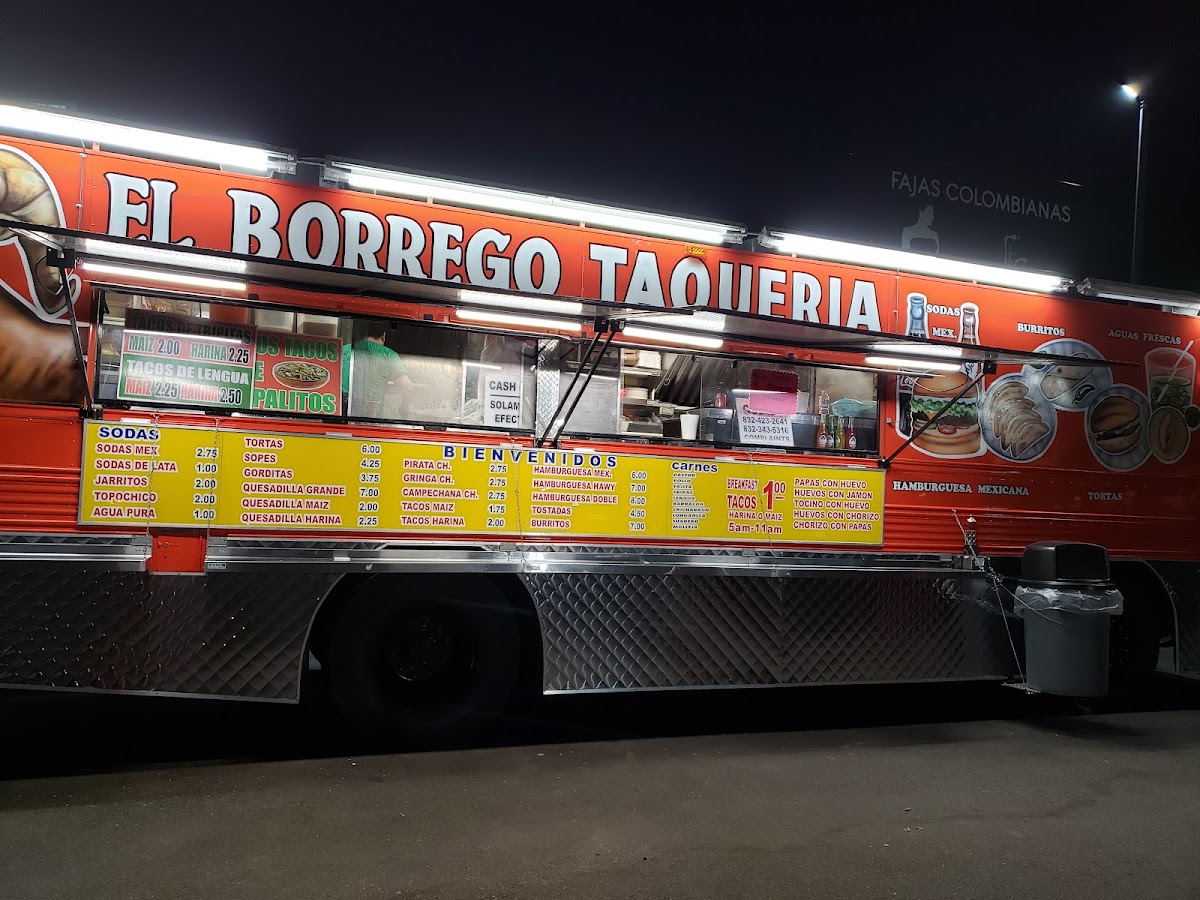 El Borrego Taqueria menu board