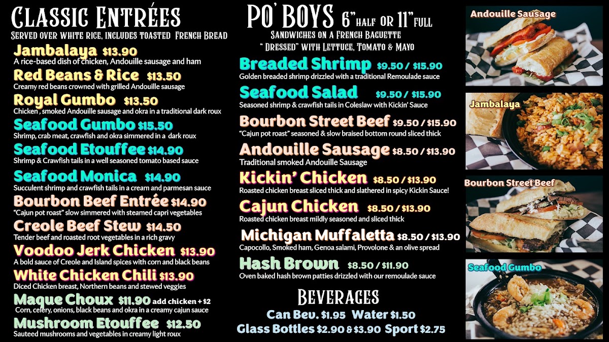 NOLA ROUX #2 Casual Cajun Eatery menu board