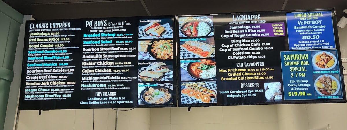 NOLA ROUX #2 Casual Cajun Eatery menu board