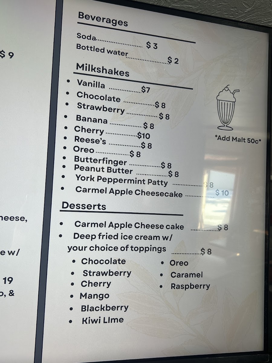 Tony’s menu board