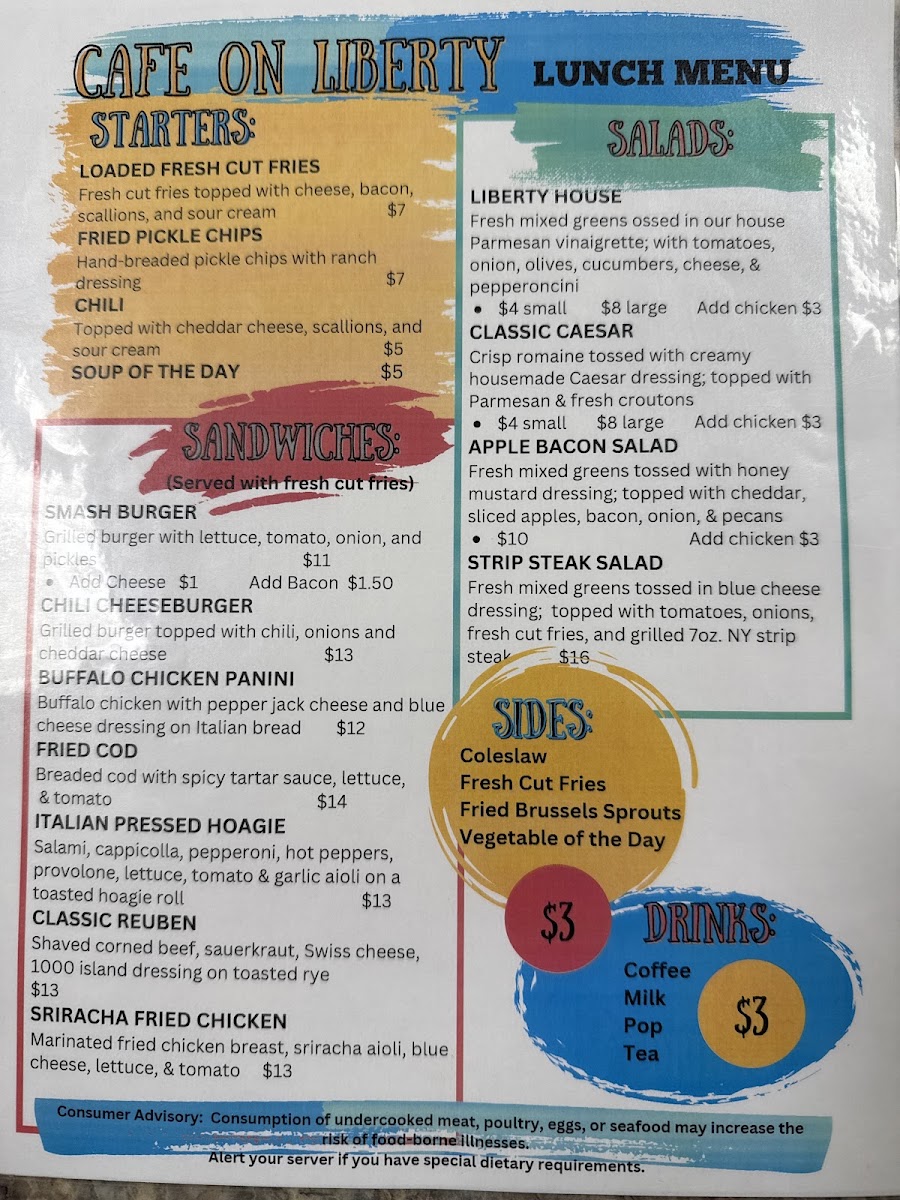 Cafe on Liberty menu board