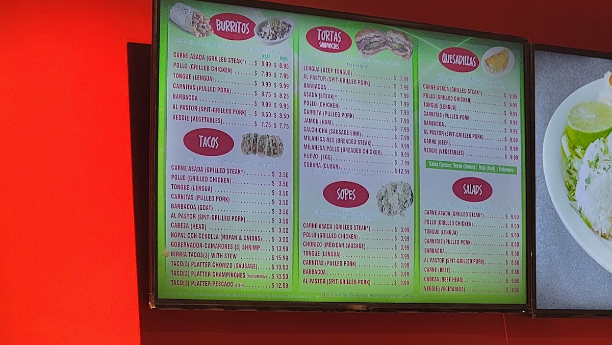 Habanero MXL menu board