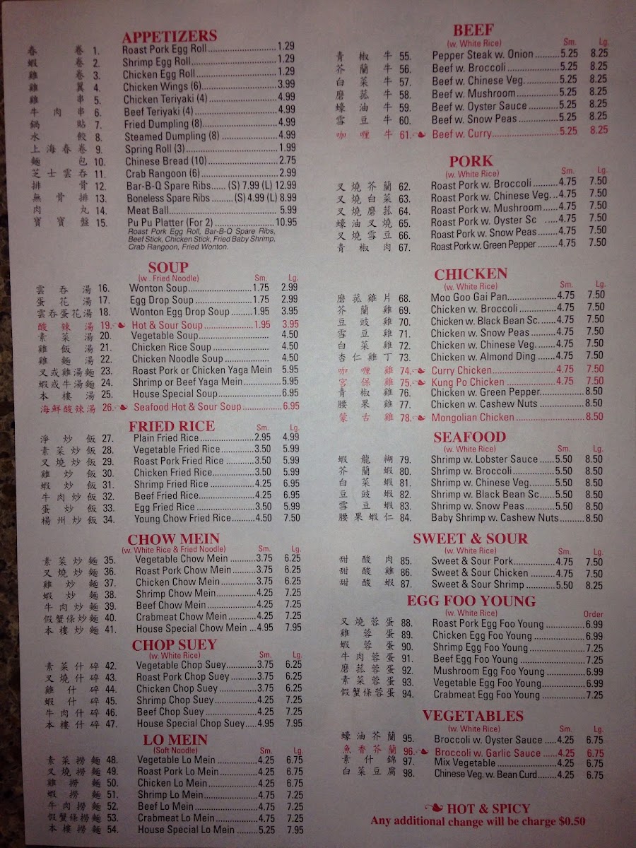 China's Best menu board