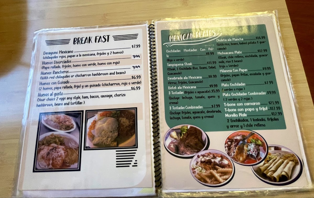 El Michoacano Restaurant menu board