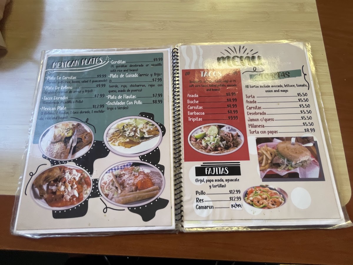 El Michoacano Restaurant menu board
