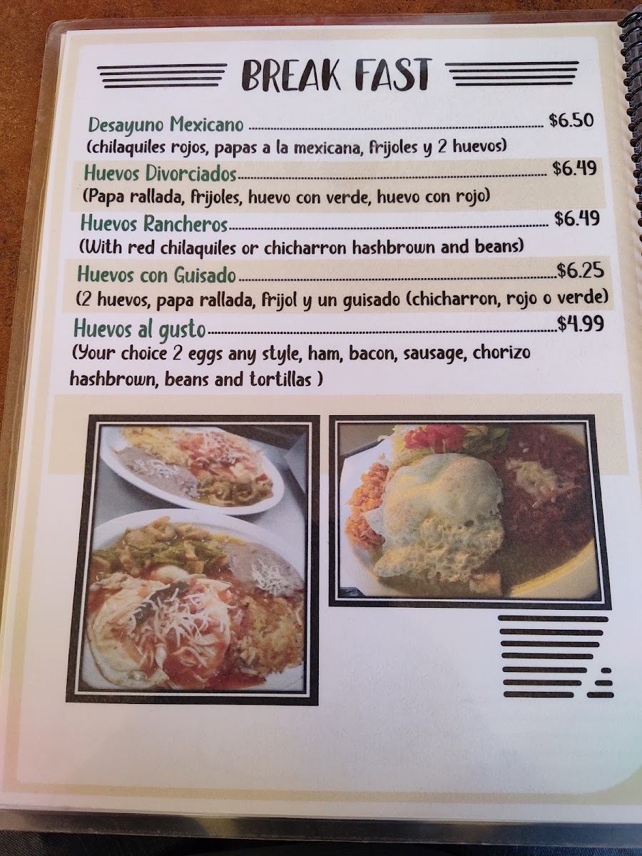 El Michoacano Restaurant menu board