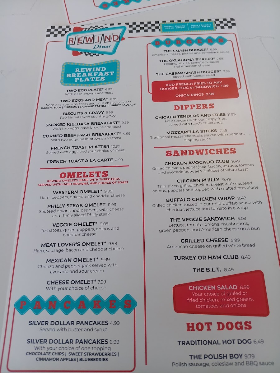 Rewind Diner menu board