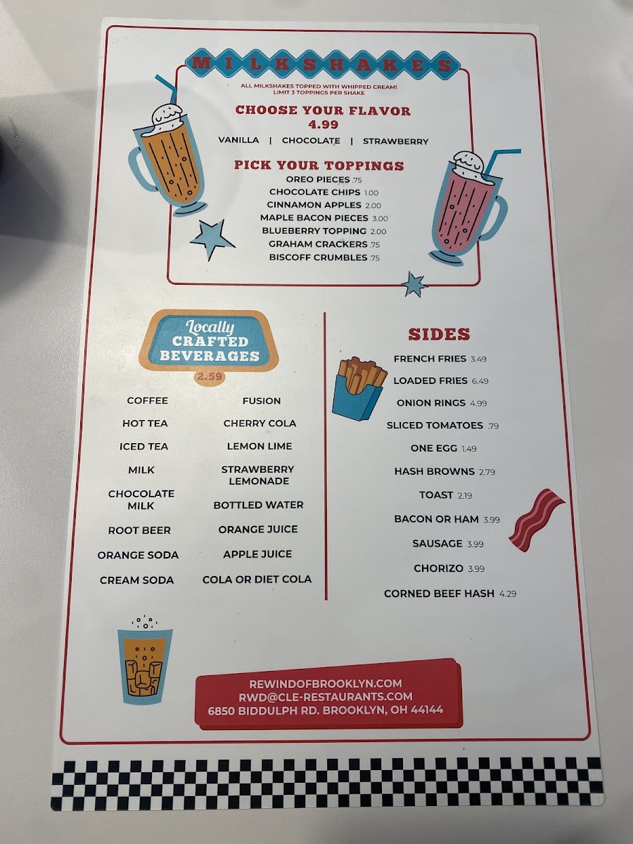Rewind Diner menu board
