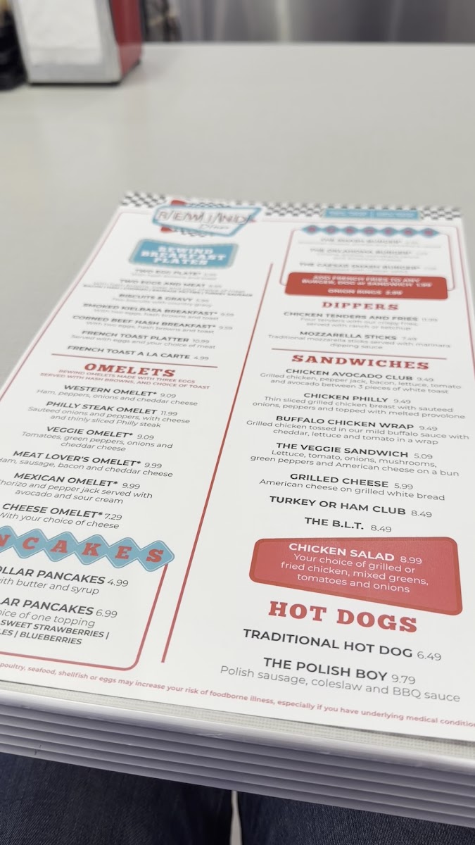 Rewind Diner menu board