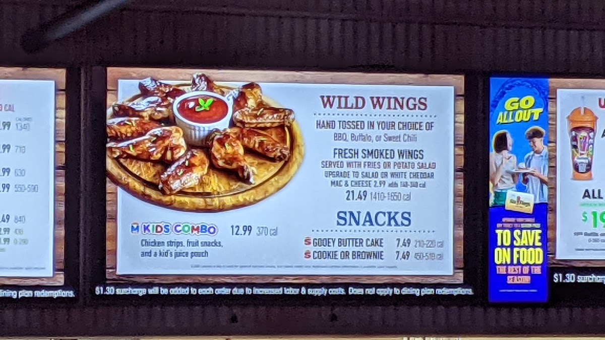 JB's Smokehouse menu board