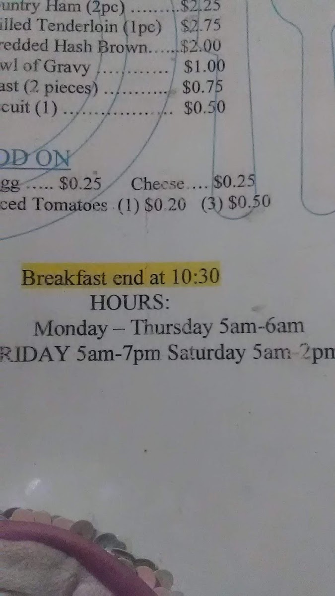 SouthEnd Country Cooks & Bakes menu board