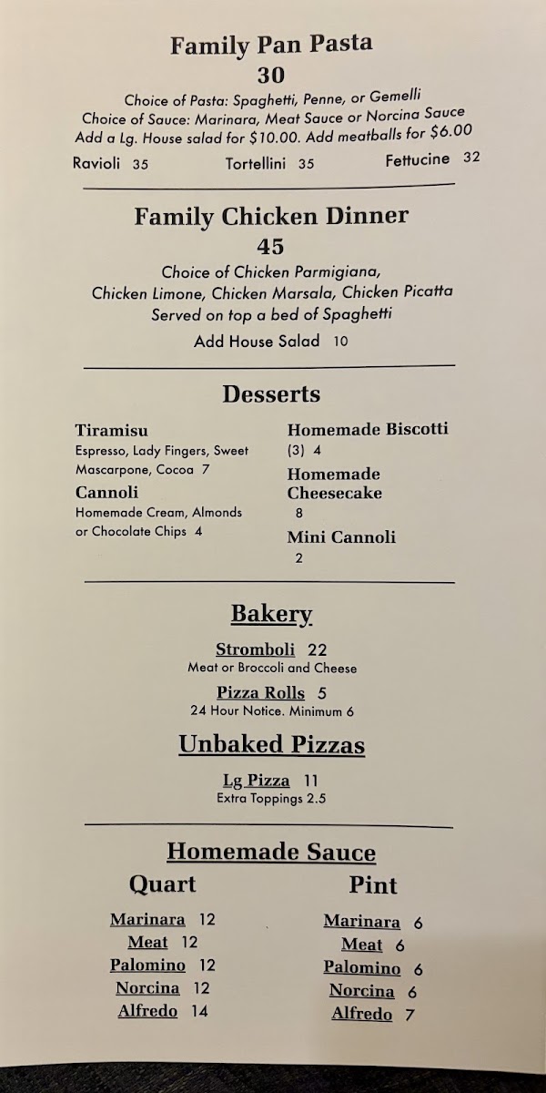 Luigi's Italian Carryout menu board