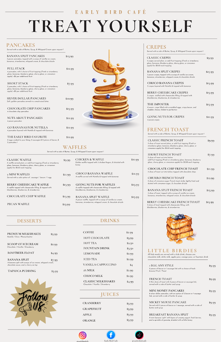 Early Bird Cafe menu board