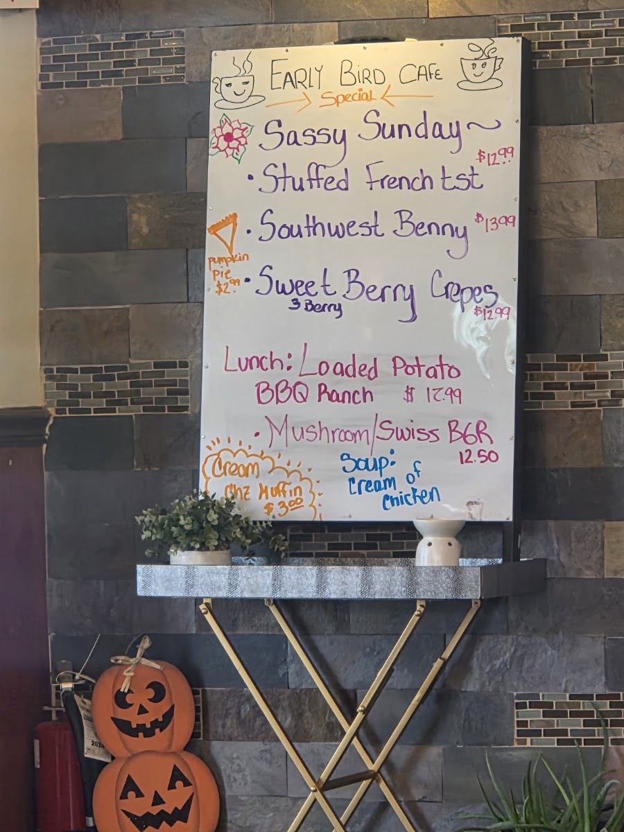 Early Bird Cafe menu board