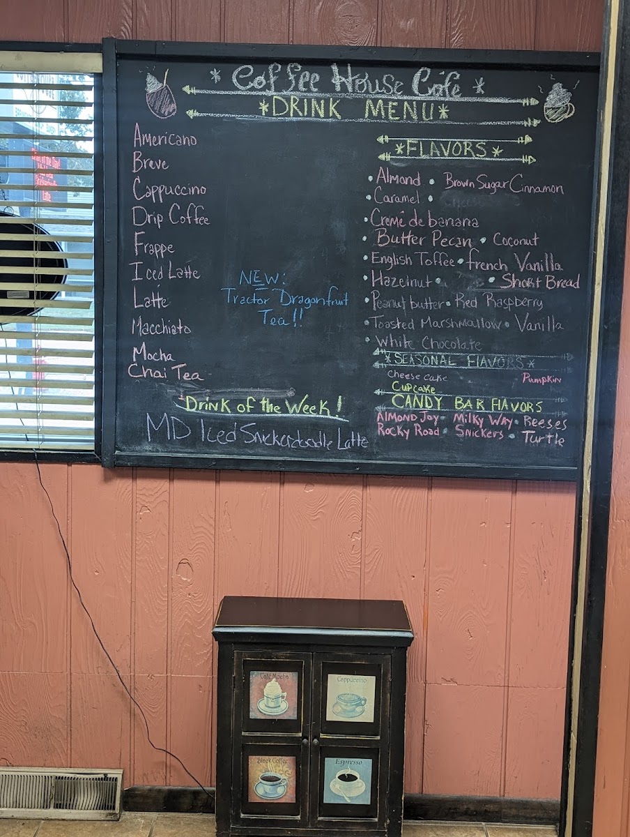 Coffeehouse Cafe menu board