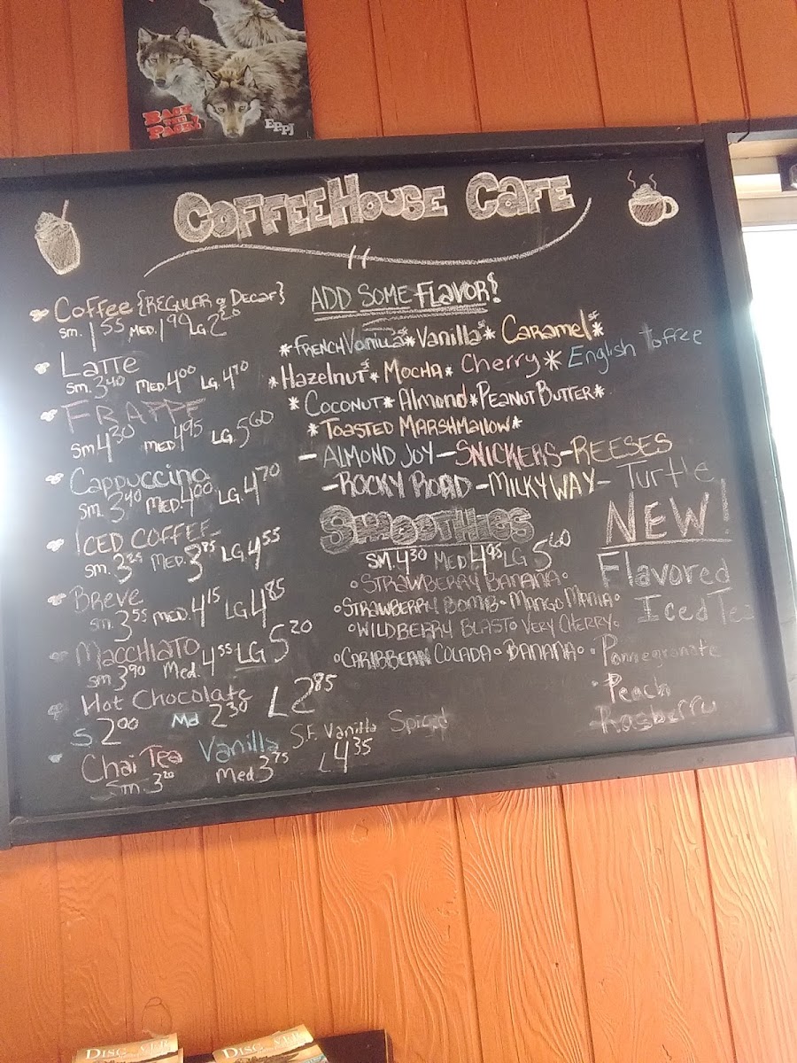Coffeehouse Cafe menu board