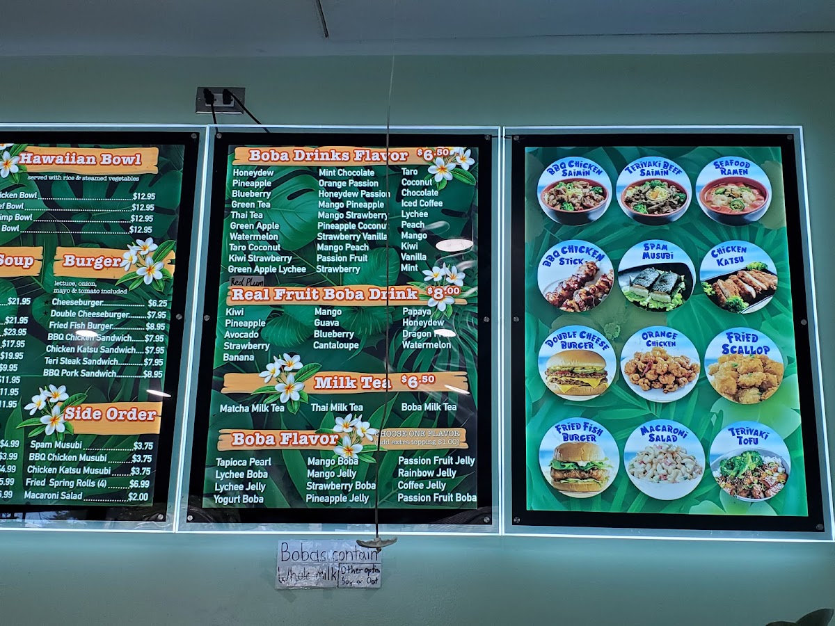 Kaua’i Boba & Barbeque menu board