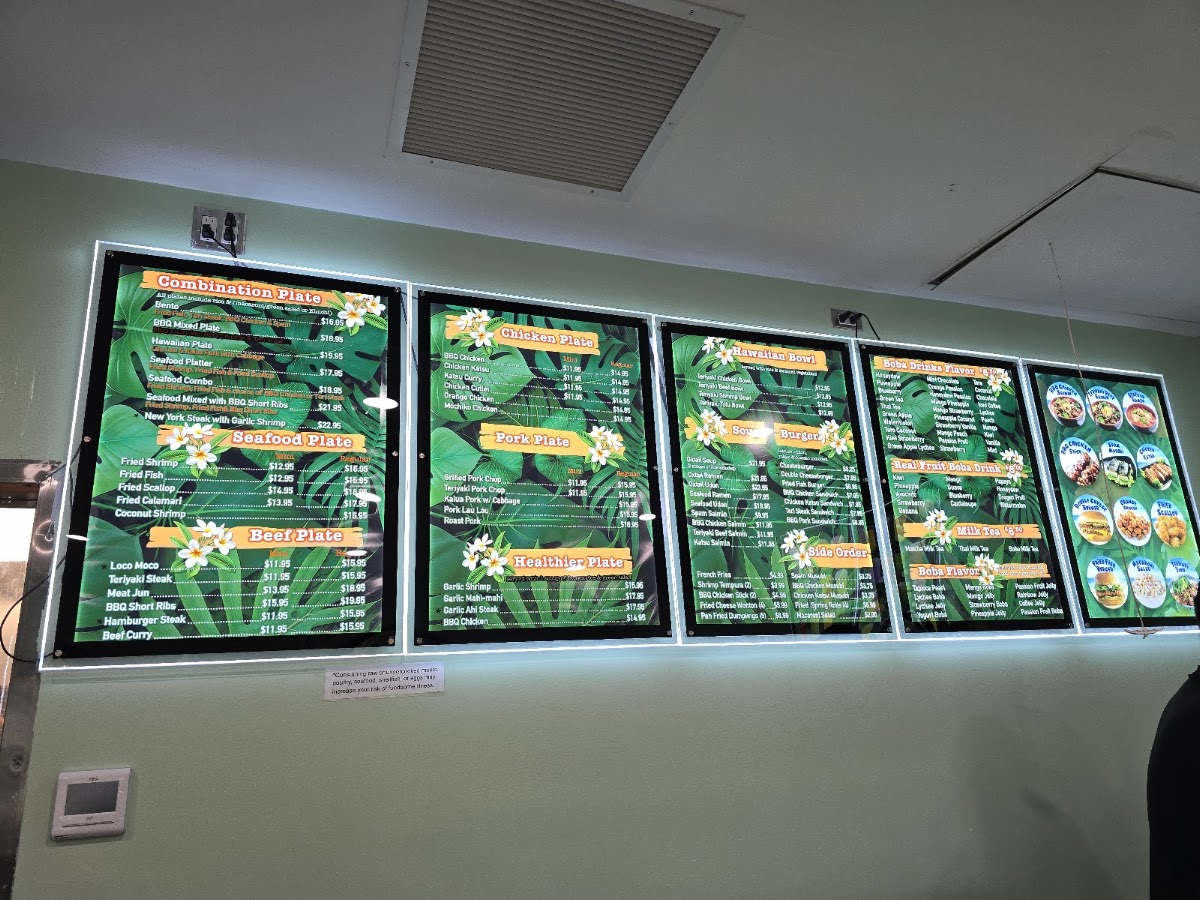 Kaua’i Boba & Barbeque menu board