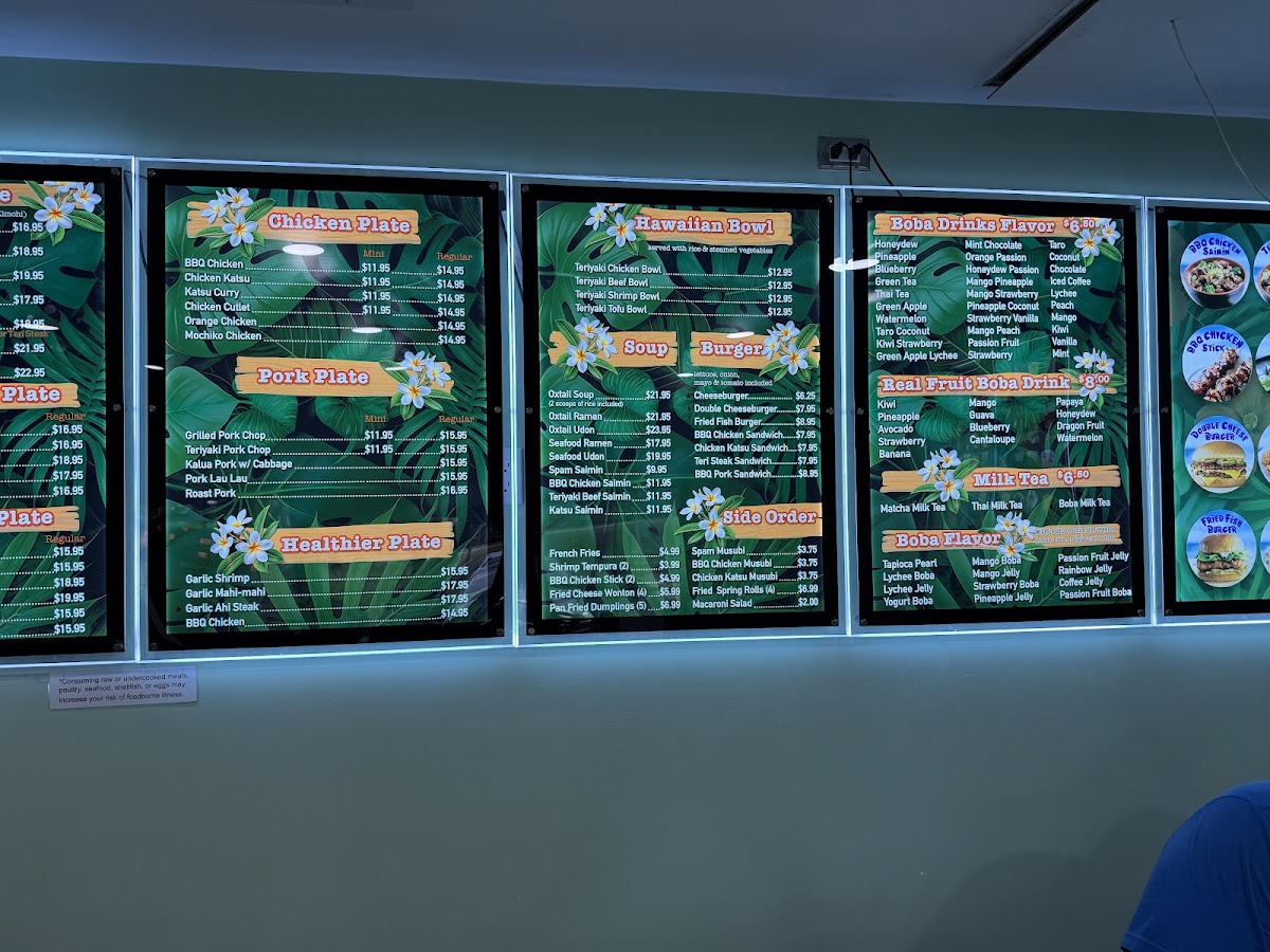 Kaua’i Boba & Barbeque menu board
