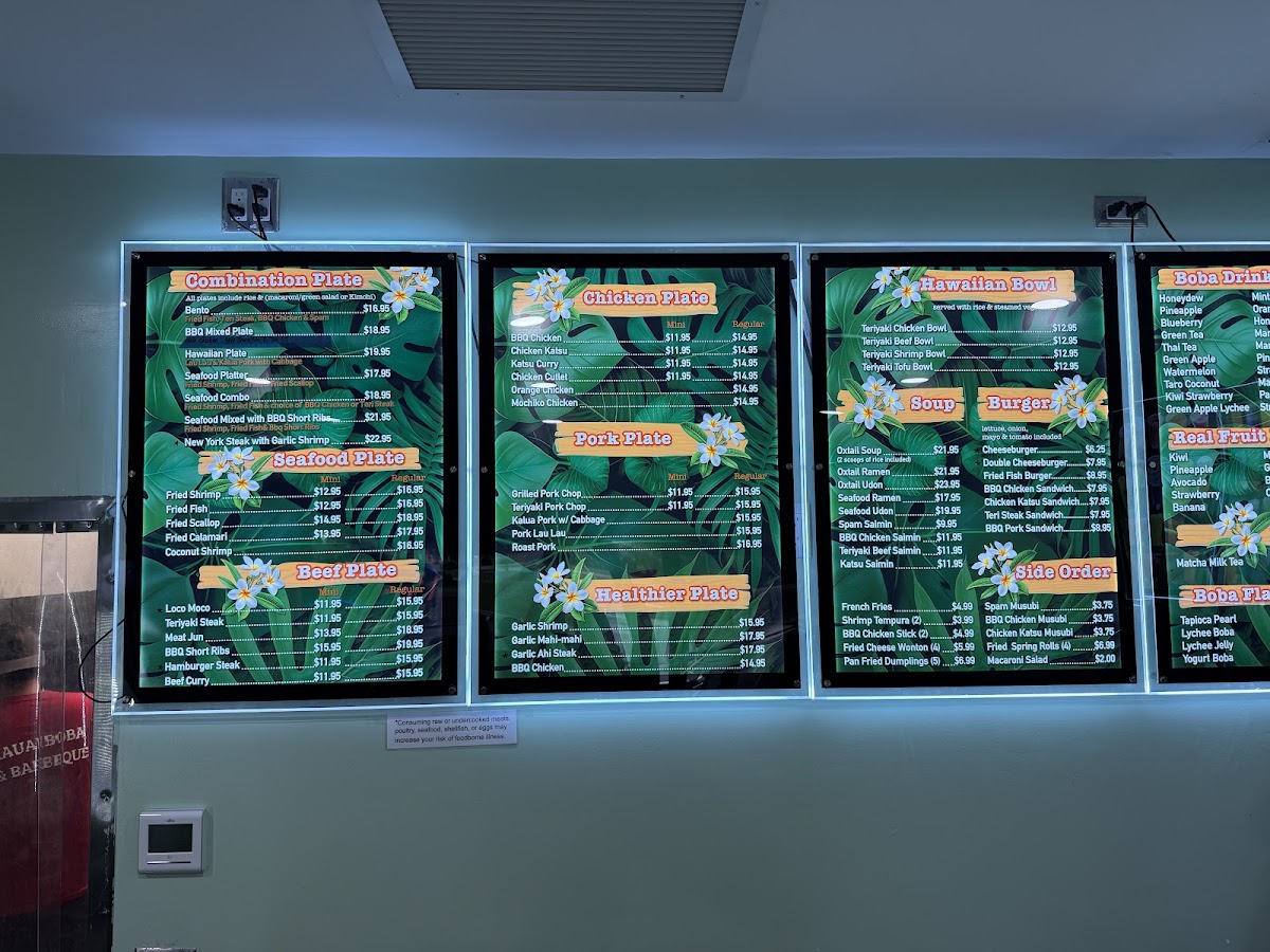 Kaua’i Boba & Barbeque menu board