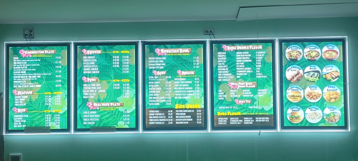 Kaua’i Boba & Barbeque menu board