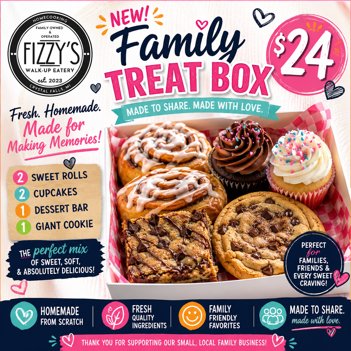 Fizzy's Walk-Up Eatery & Catering menu board