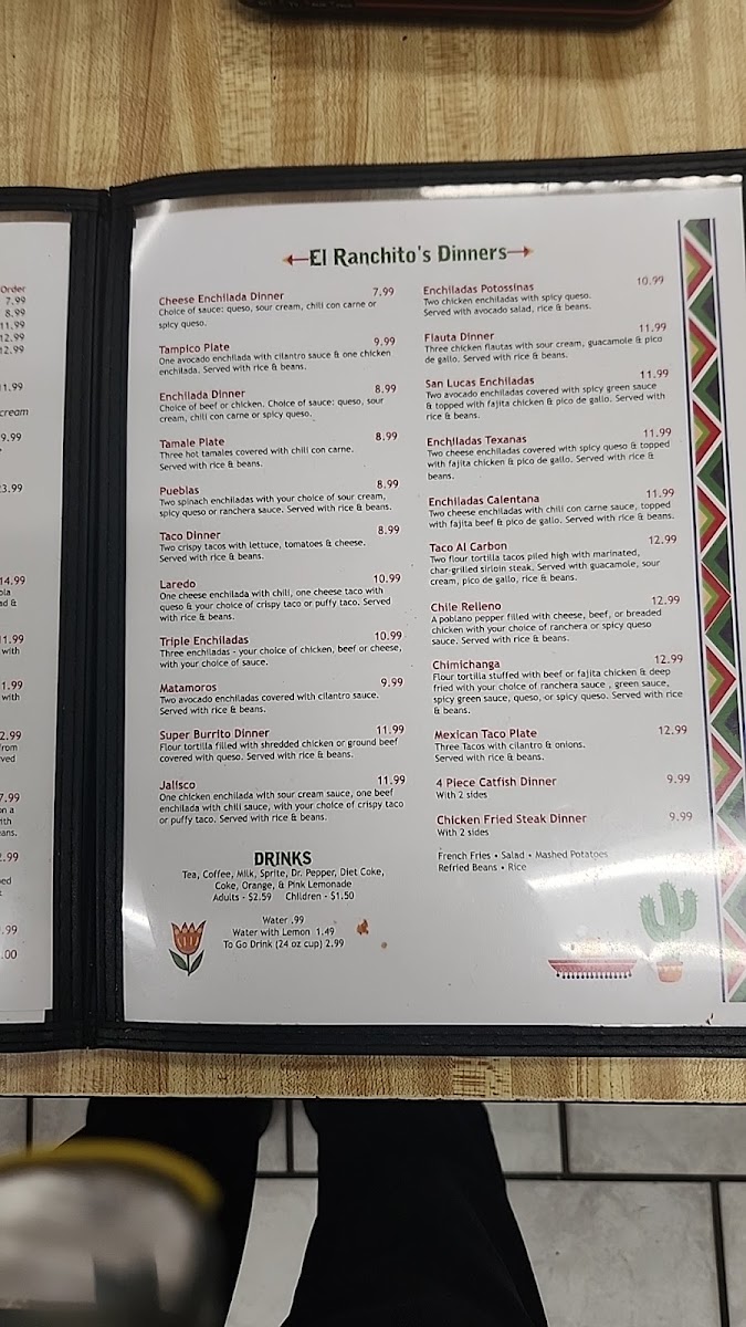 Yoli’s Mexican grill menu board