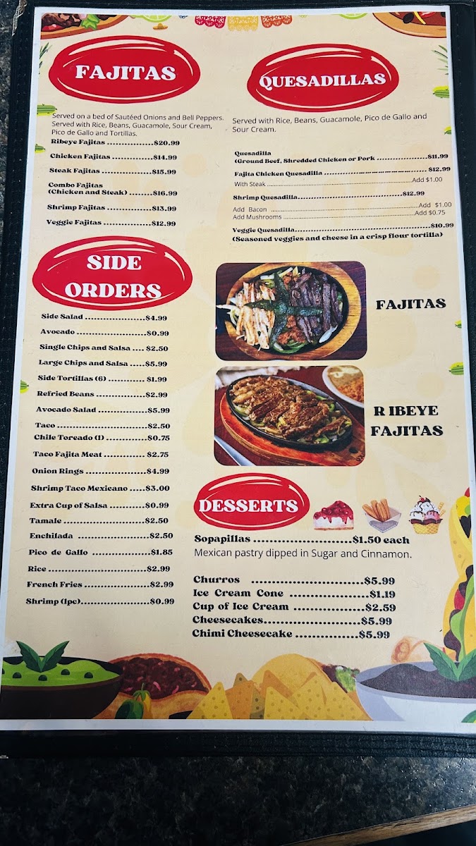 Yoli’s Mexican grill menu board