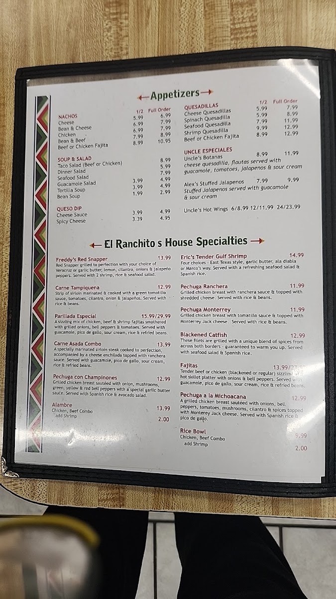 Yoli’s Mexican grill menu board