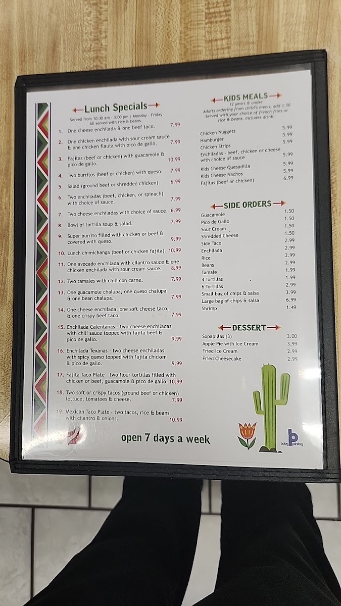 Yoli’s Mexican grill menu board